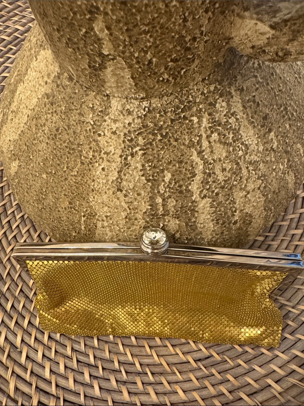 Kate Landry Gold Mesh Evening Clutch